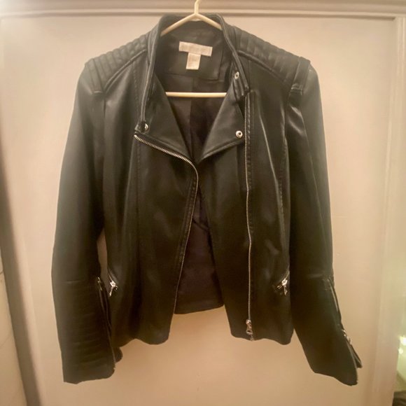 Black Leather H&M Fitted Jacket - Picture 1 of 4